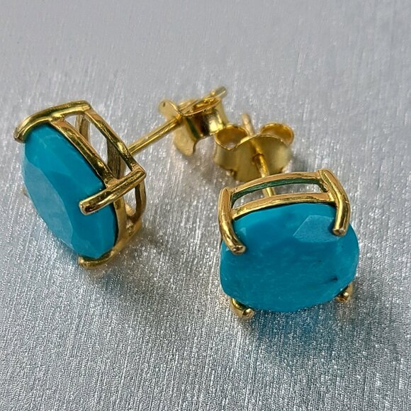 Turqoise Stud Earrings-Blue Trurqoise jewelry-gift - Picture 7 of 11